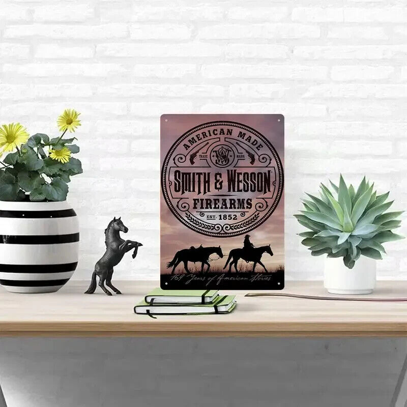 SMITH & WESSON AMERICAN MADE SINCE 1852 TIN METAL SIGN.