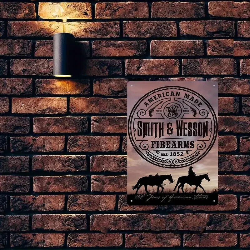 SMITH & WESSON AMERICAN MADE SINCE 1852 TIN METAL SIGN.