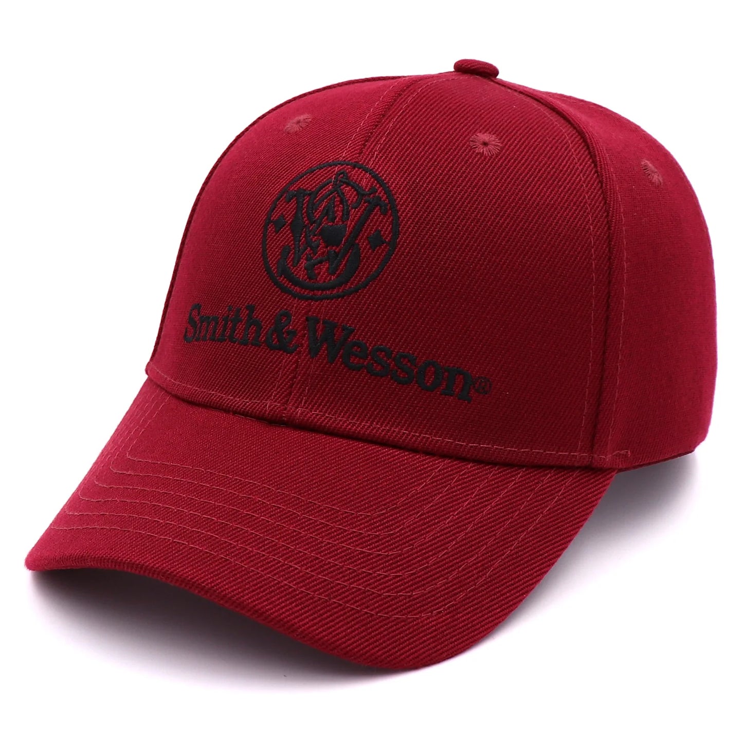 SMITH & WESSON STYLE BURGUNDY HAT.