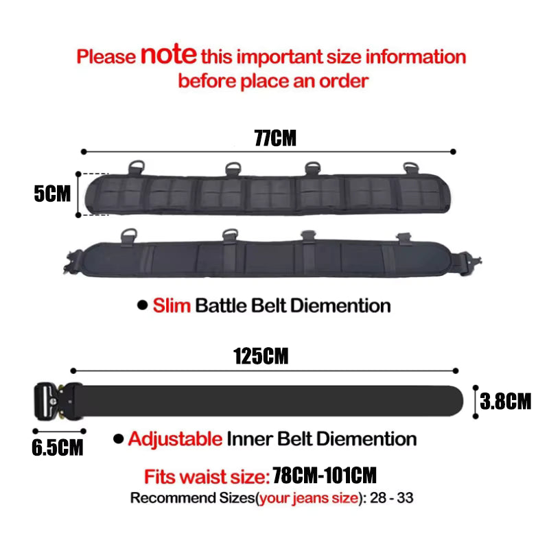Battle Belt Combo. Nylon Belt w/Metal Buckle and Nylon Padded Outer Battle Belt.