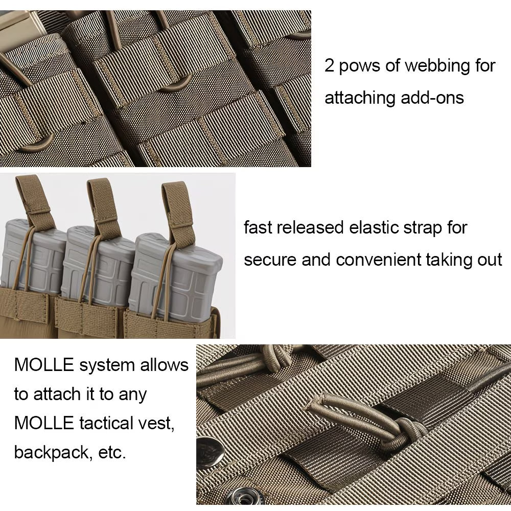 Loki-360 Tactical 3-Rifle Magazine MOLLE Tan Pouch