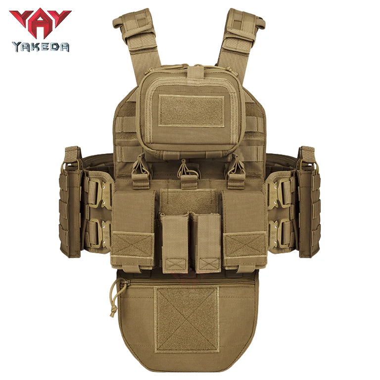 YAKEDA VT-8426 Tactical Vest/Plate Carrier with Hydration Molle Pouch on Back.