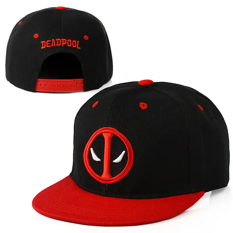 Deadpool Wide Rim Snapback Hats. Choice of 2 Colors