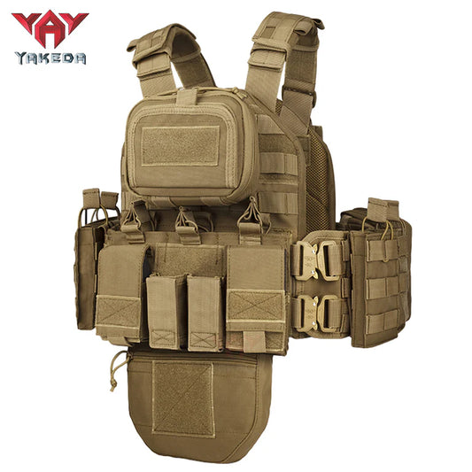 YAKEDA VT-8426 Tactical Vest/Plate Carrier with Hydration Molle Pouch on Back.