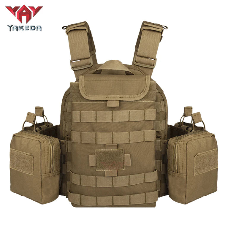 YAKEDA VT-8426 Tactical Vest/Plate Carrier with Hydration Molle Pouch on Back.