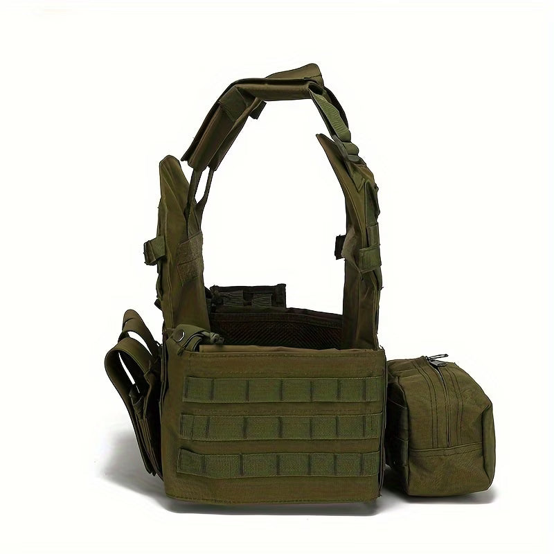 Army Green Combination Plate Carrier with Molle Pouches.