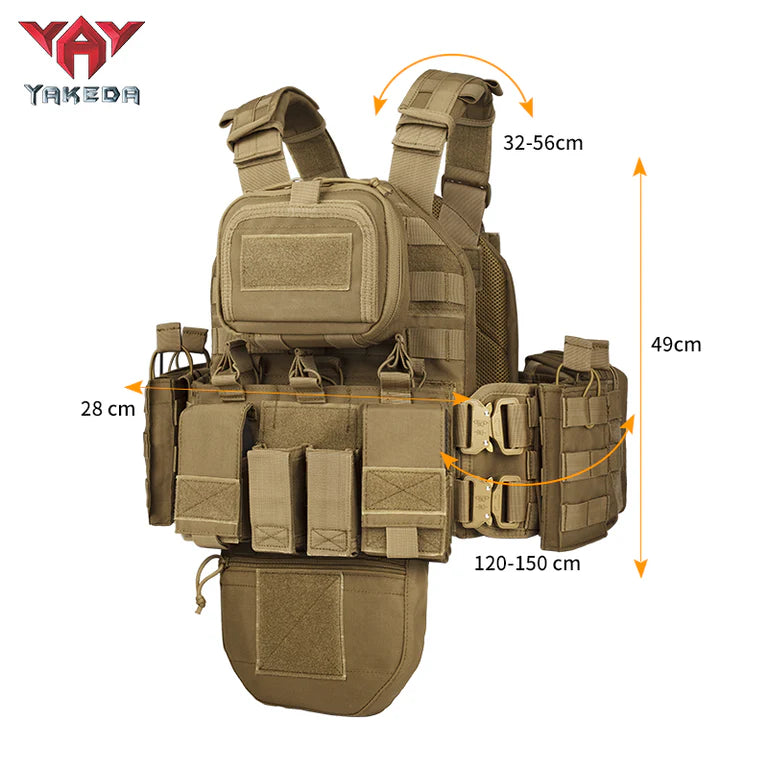 YAKEDA VT-8426 Tactical Vest/Plate Carrier with Hydration Molle Pouch on Back.