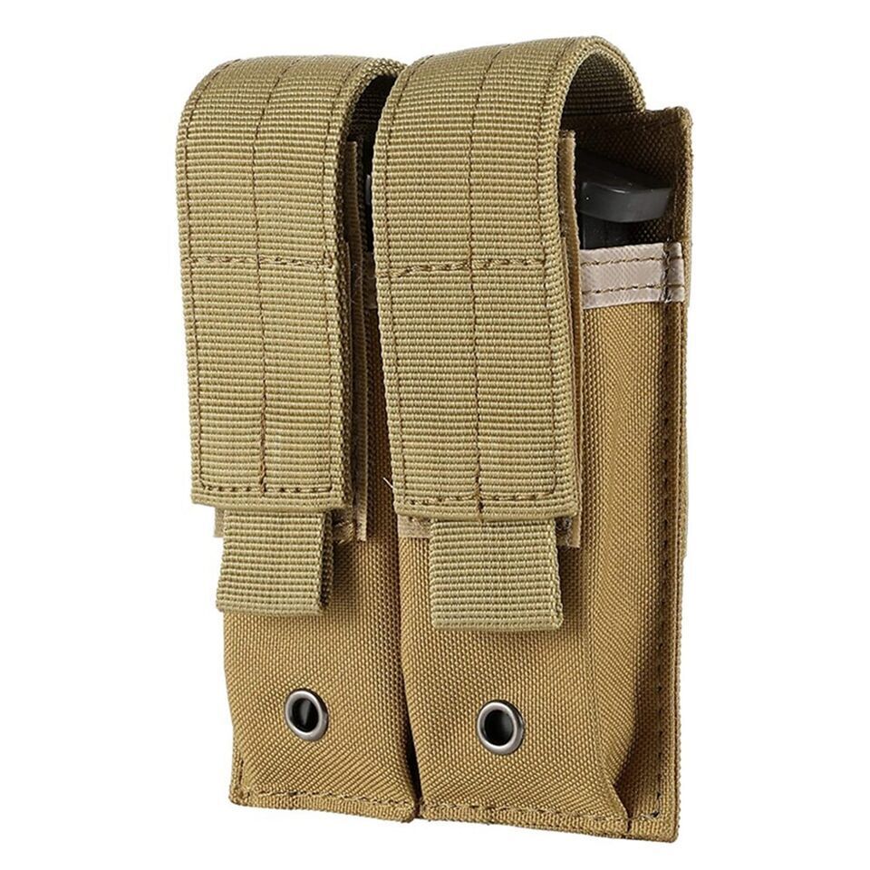 Double Pistol Magazine Molle Pouch Holder. 3 colors to choose from. 600D Nylon.