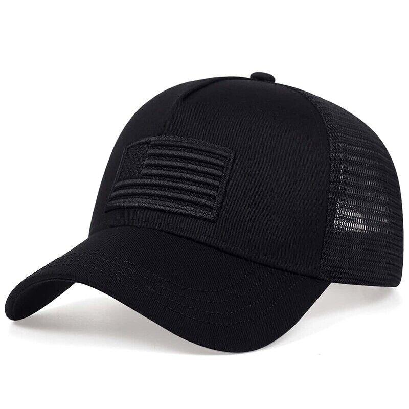 AMERICAN FLAG MESH BASEBALL HAT.