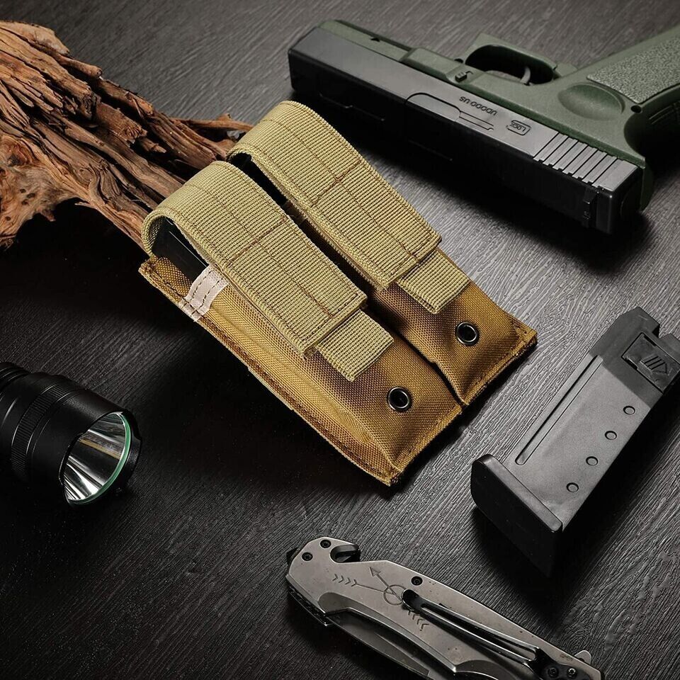 Double Pistol Magazine Molle Pouch Holder. 3 colors to choose from. 600D Nylon.