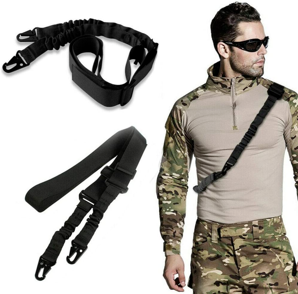 2 POINT TACTICAL RIFLE BUNGEE SLING IN BLACK & GREEN.