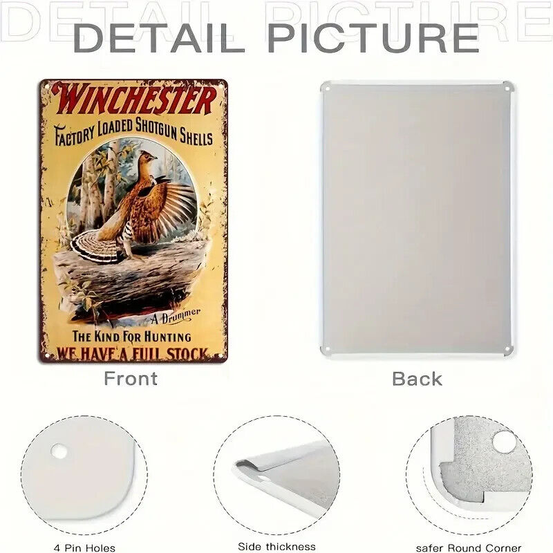 Winchester Factory Loaded Shotgun Shells Tin Metal Sign. Metal Wall Decor. New.