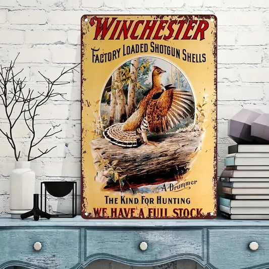Winchester Factory Loaded Shotgun Shells Tin Metal Sign. Metal Wall Decor. New.