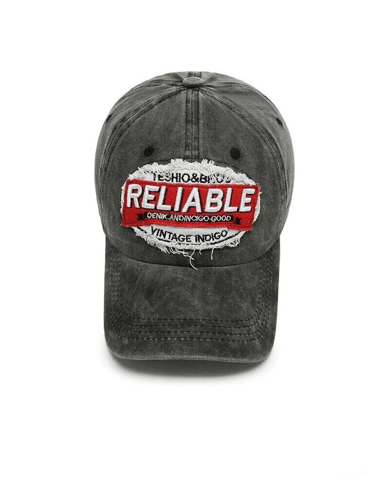 Solid Distressed Vintage Style "RELIABLE" Baseball Cap. 2 Color Choices.