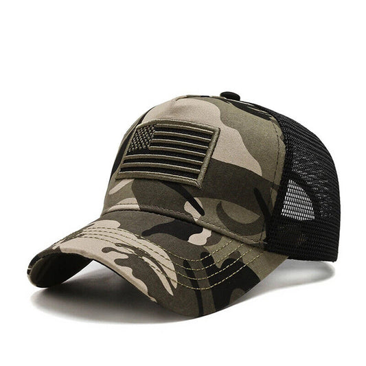 AMERICAN FLAG MESH BASEBALL HAT.