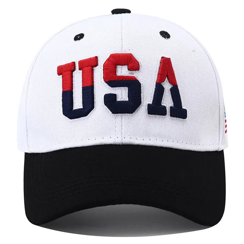 PATRIOTIC USA EMBROIDERED FLAG HAT. 3 COLORS TO CHOOSE.