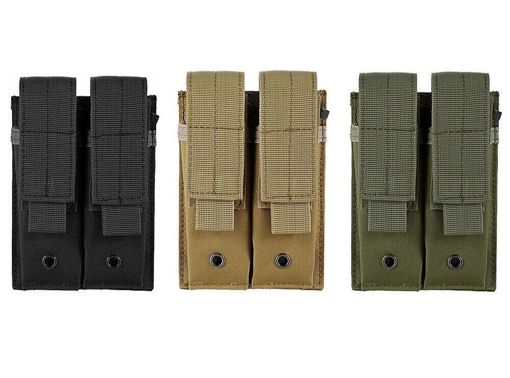 Double Pistol Magazine Molle Pouch Holder. 3 colors to choose from. 600D Nylon.