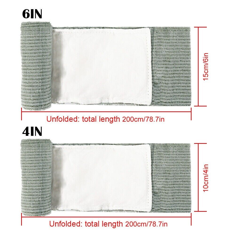 4" and 6" Israeli Trauma Bandage. Emergency Dressing, First Aid Compression Band