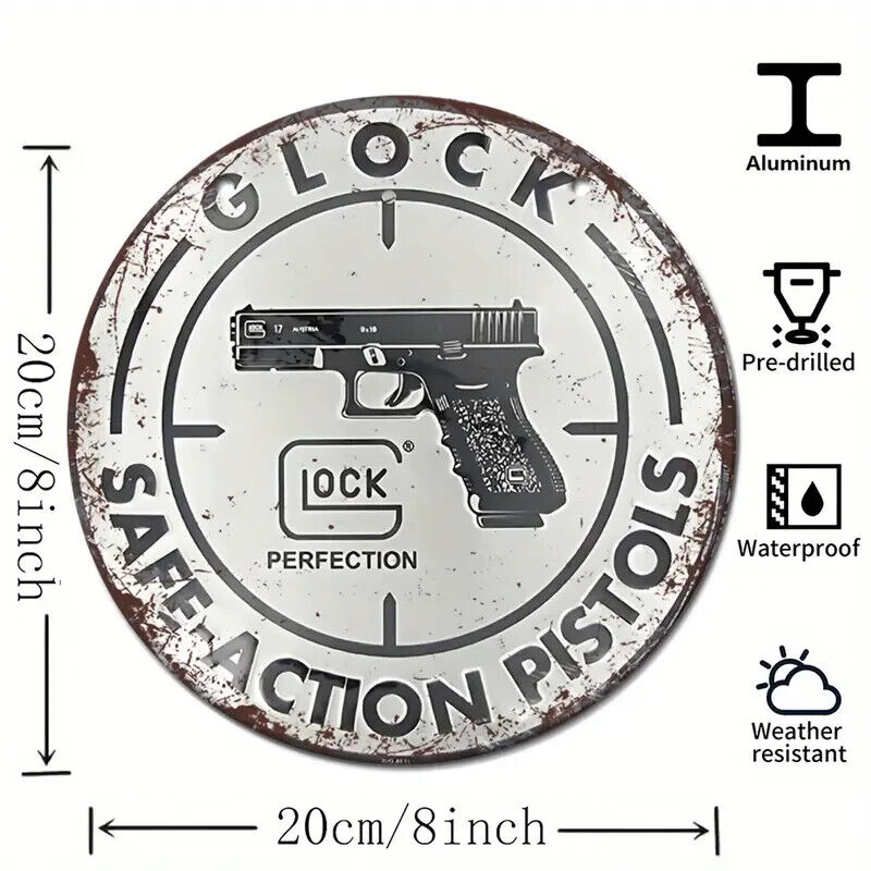 GLOCK SAFE ACTION PISTOLS TIN METAL SIGN.