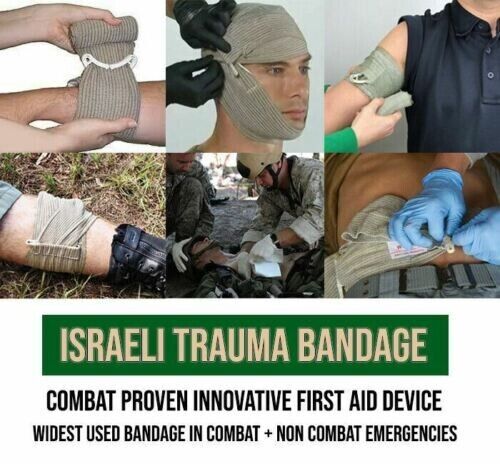 4" and 6" Israeli Trauma Bandage. Emergency Dressing, First Aid Compression Band