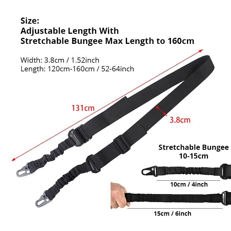 2 POINT TACTICAL RIFLE BUNGEE SLING IN BLACK & GREEN.