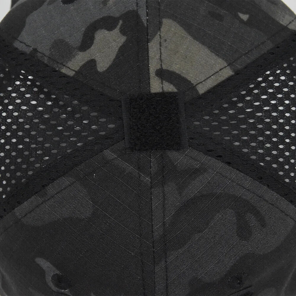 BLACK CAMO PUNISHER VENTED OPERATORS HAT.
