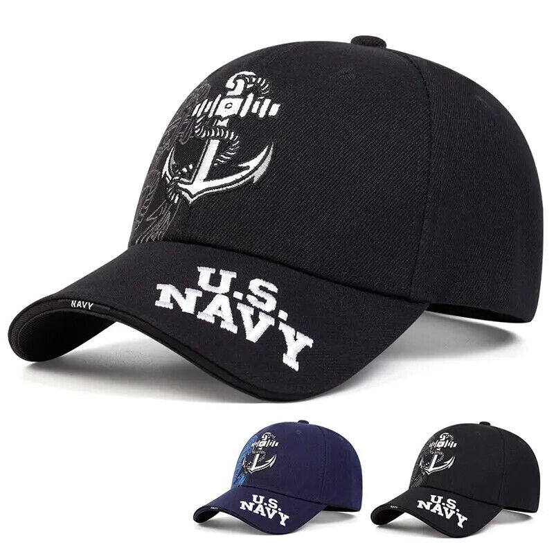 CHAPEAU D'ANCRE DE LA MARINE AMÉRICAINE. COULEURS BLEU OU NOIR.