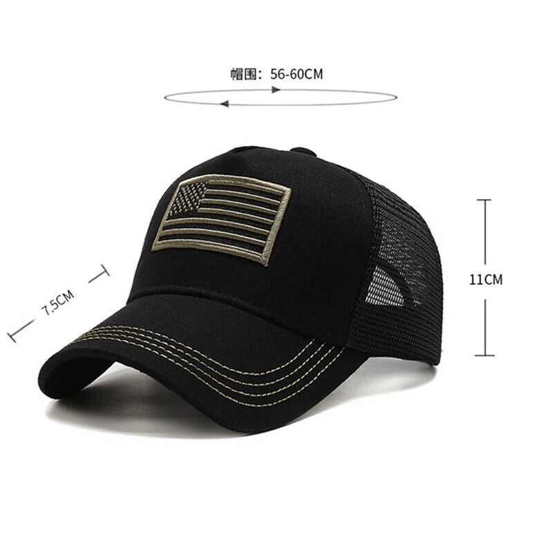 AMERICAN FLAG MESH BASEBALL HAT.