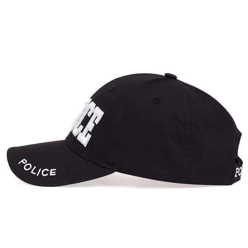 Casquette de baseball réglable noire Police.