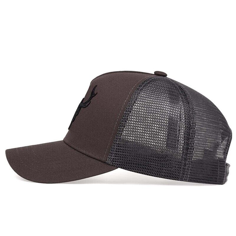 ANTLERS EMBROIDERED TRUCKER MESH HAT.