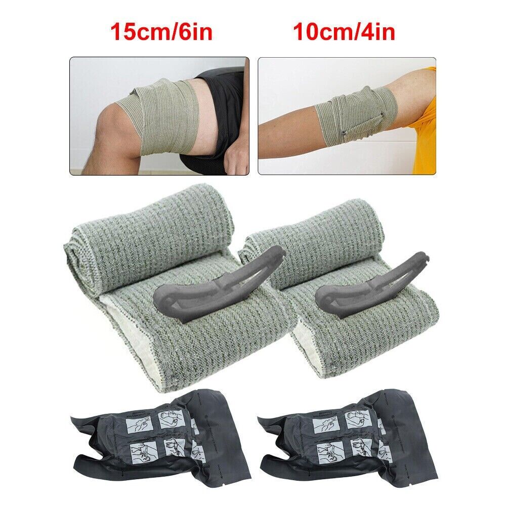 4" and 6" Israeli Trauma Bandage. Emergency Dressing, First Aid Compression Band