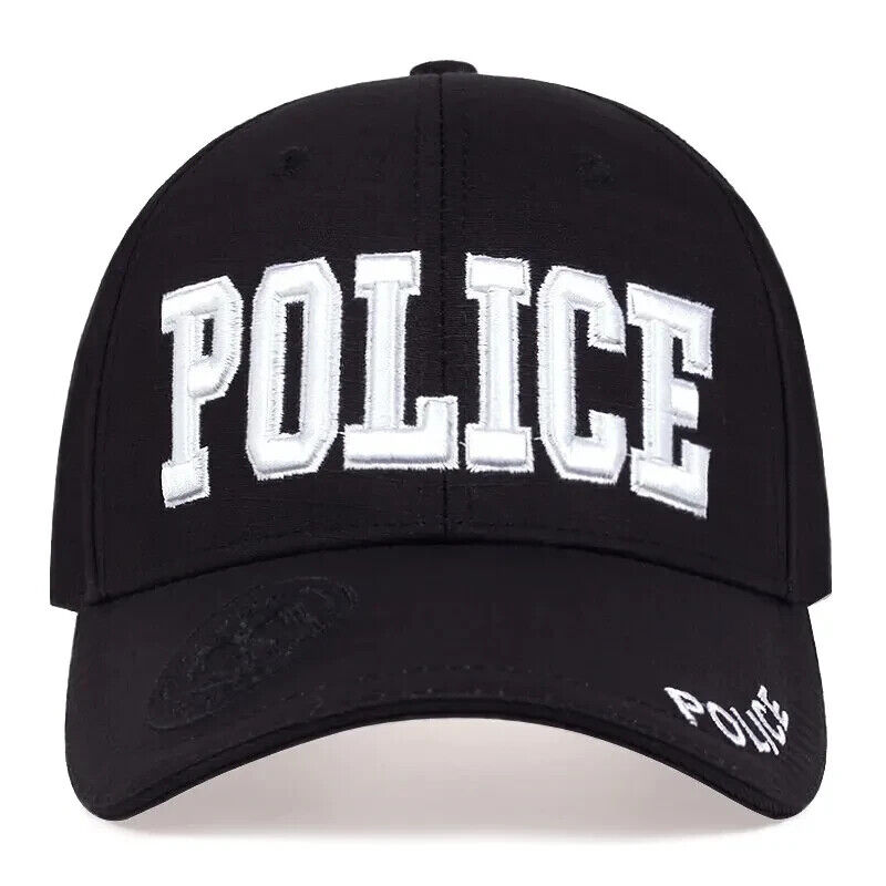 Casquette de baseball réglable noire Police.