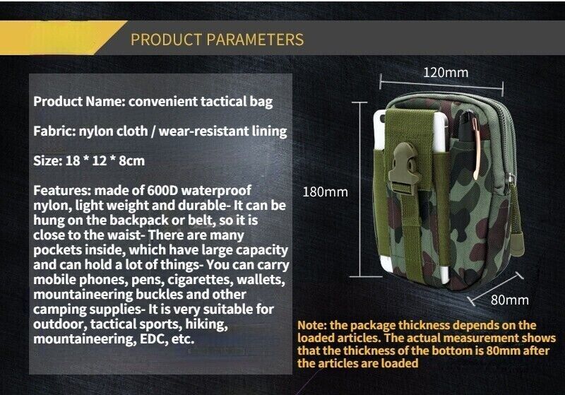 TACTICAL MOLLE EDC MULTI-PURPOSE POUCH, MULTIPLE COLORS TO CHOOSE FROM.