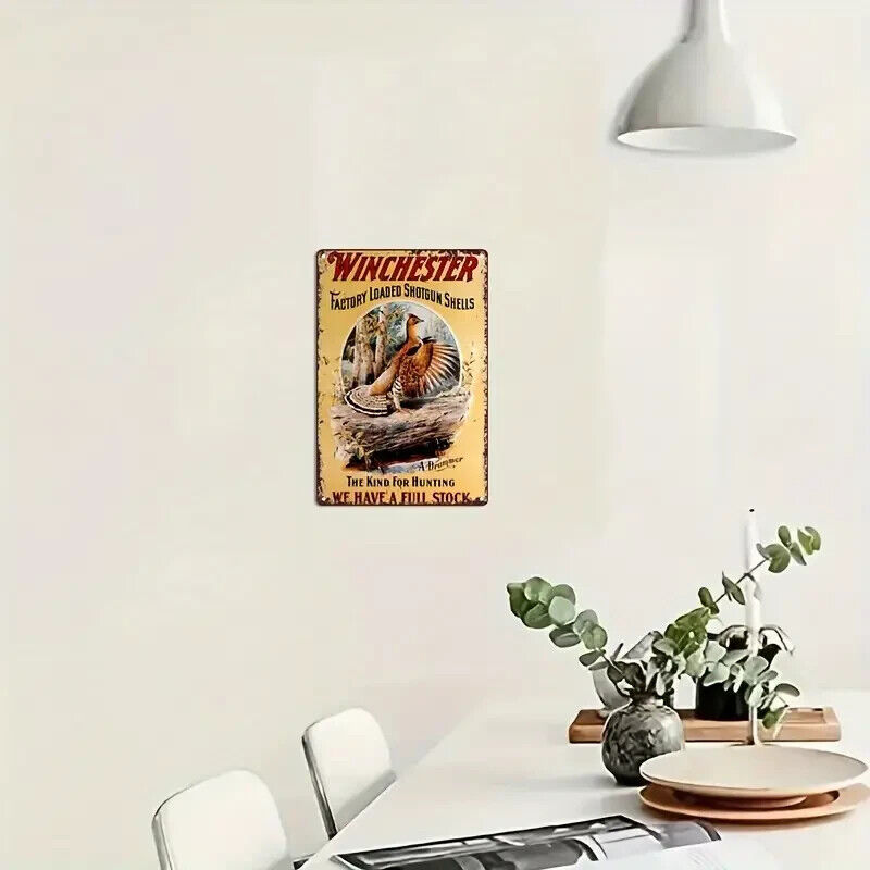 Winchester Factory Loaded Shotgun Shells Tin Metal Sign. Metal Wall Decor. New.