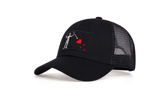 Edward Teach Blackbeard Skeleton Pirate Flag Hat. Mesh Style, Snapback.