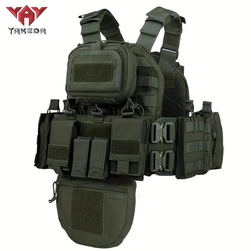 YAKEDA VT-8426 Tactical Vest/Plate Carrier with Hydration Molle Pouch on Back.