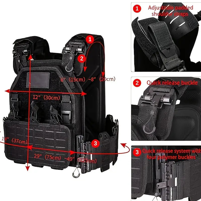 Tactical Plate Carrier 6094A. Quick Release, Lightweight, Heavy Duty, 1000D Nylon
