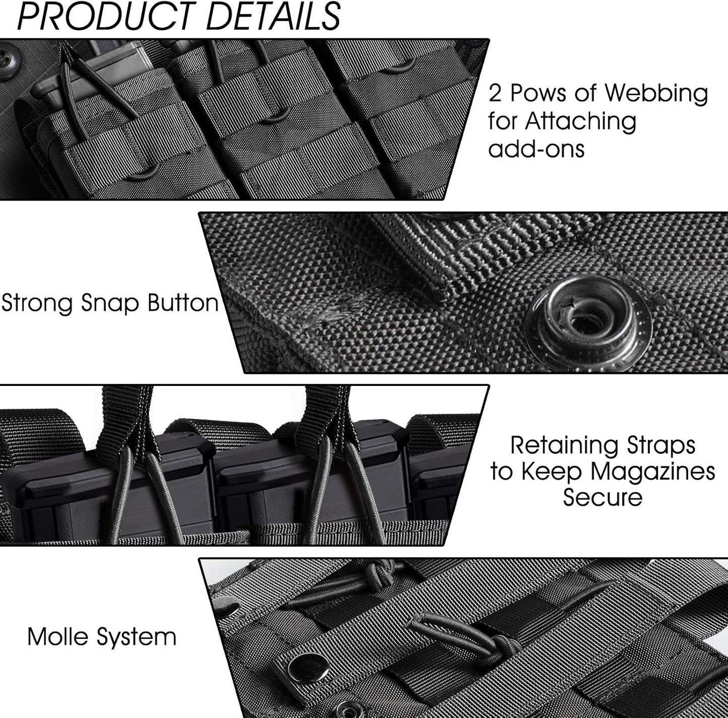 Loki-360 Tactical 3-Rifle Magazine MOLLE Black Pouch
