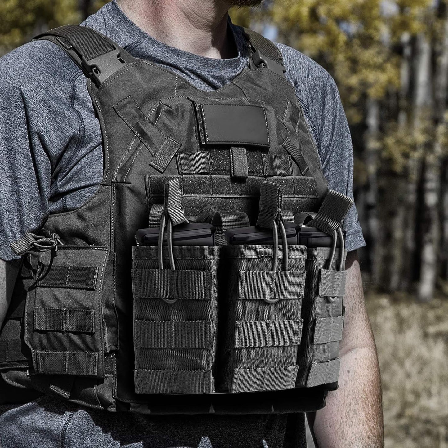 Loki-360 Tactical 3-Rifle Magazine MOLLE Black Pouch