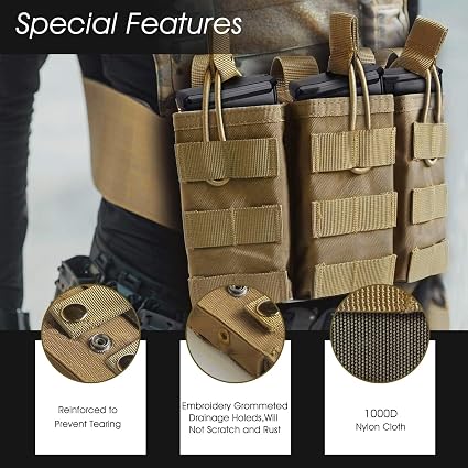 Loki-360 Tactical 3-Rifle Magazine MOLLE Tan Pouch