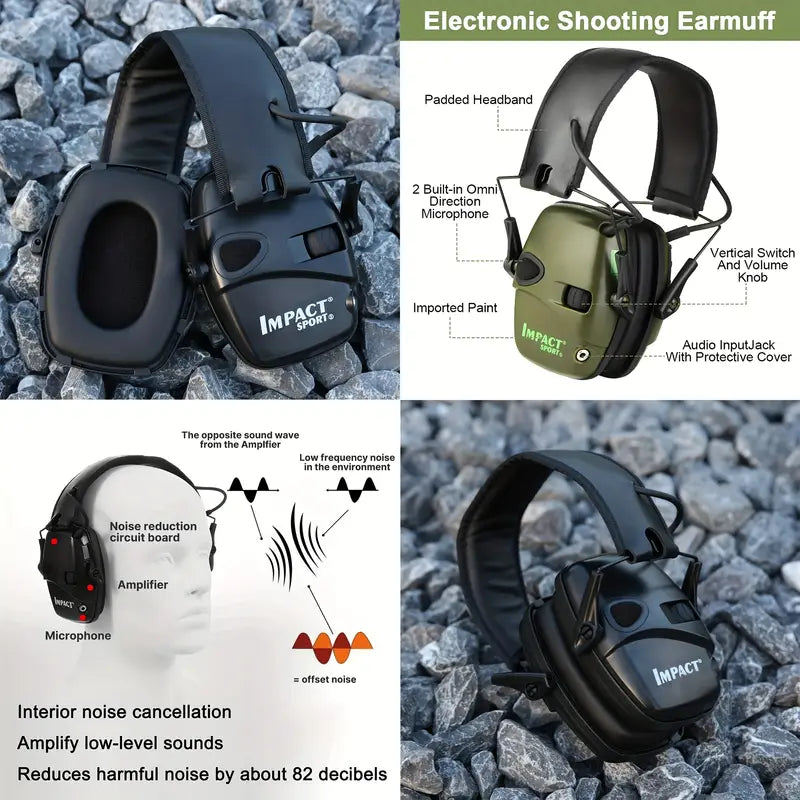 Electronic Shooters Tactical Ear Muffs. 22 DB, Slim, Anti-Noise Protection.