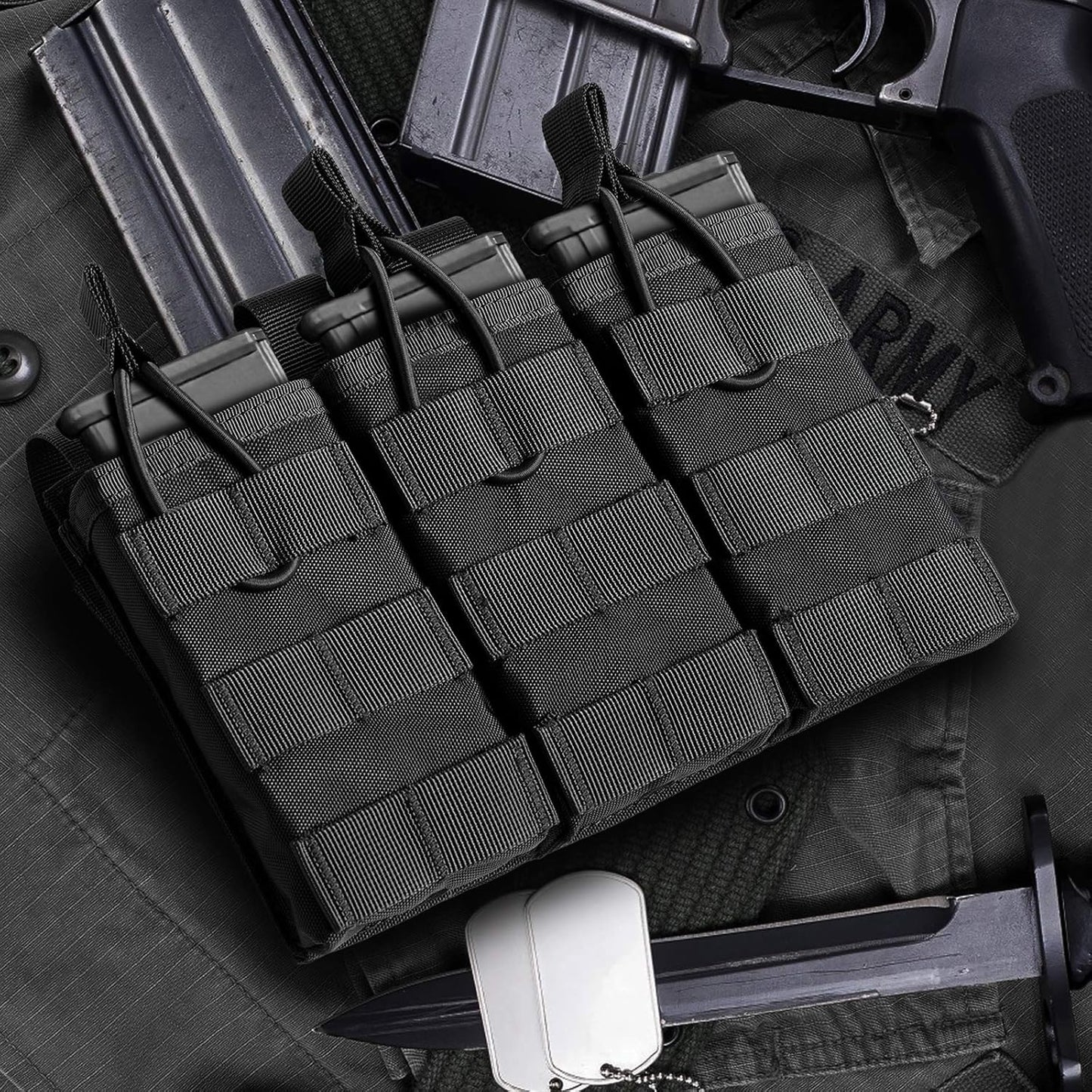 Loki-360 Tactical 3-Rifle Magazine MOLLE Black Pouch