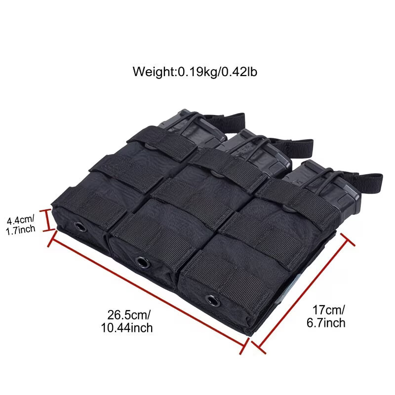 Loki-360 Tactical 3-Rifle Magazine MOLLE Black Pouch