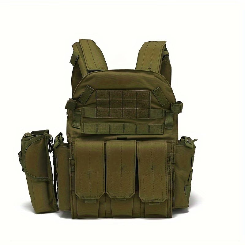 Army Green Combination Plate Carrier with Molle Pouches.