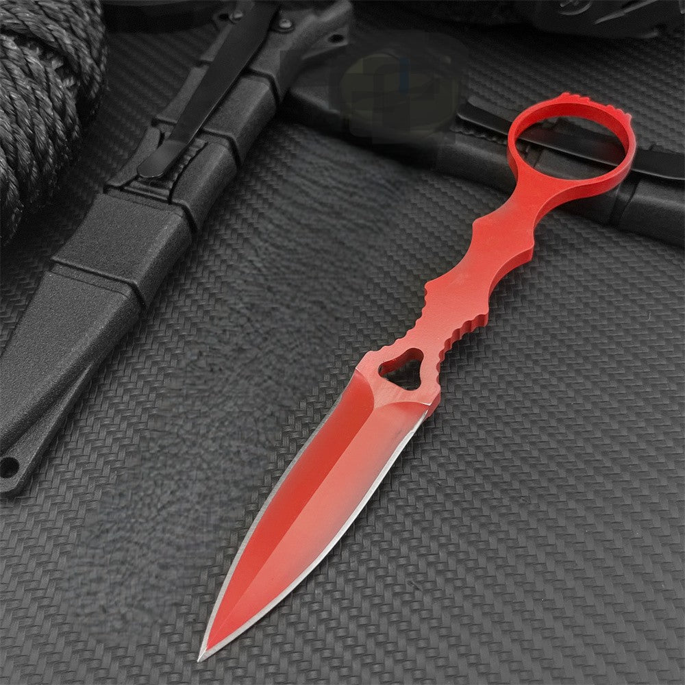 SOCP Double Blade Dagger in RED with Sheath. No Logo.