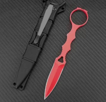 SOCP Double Blade Dagger in RED with Sheath. No Logo.