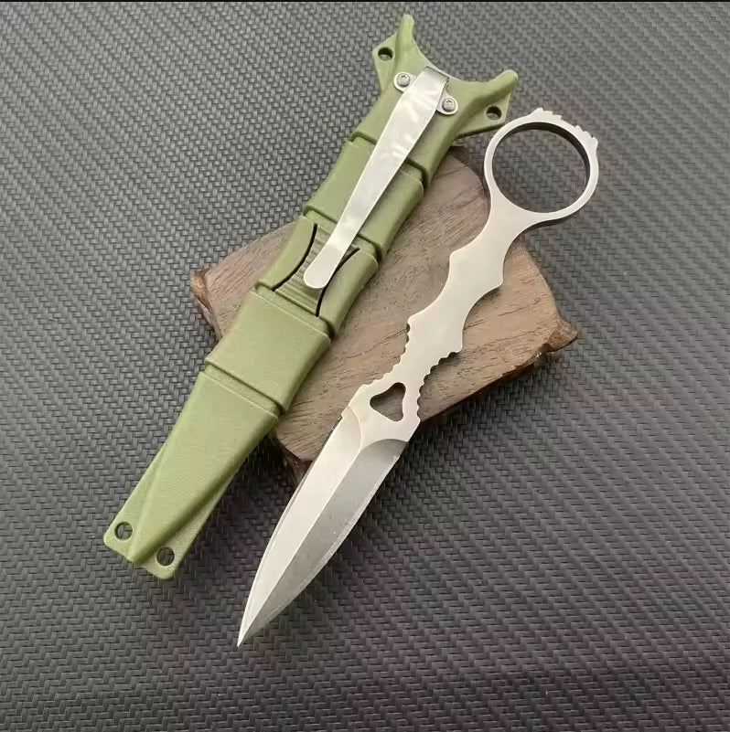 SOCP Silver Dagger with Logo in Green Sheath
