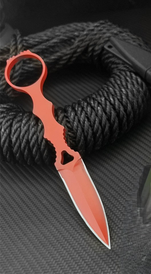 SOCP Double Blade Dagger in RED with Sheath. No Logo.