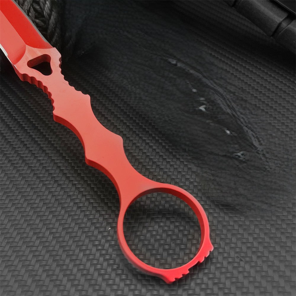 SOCP Double Blade Dagger in RED with Sheath. No Logo.