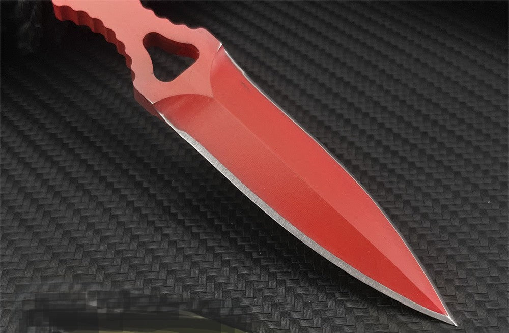 SOCP Double Blade Dagger in RED with Sheath. No Logo.